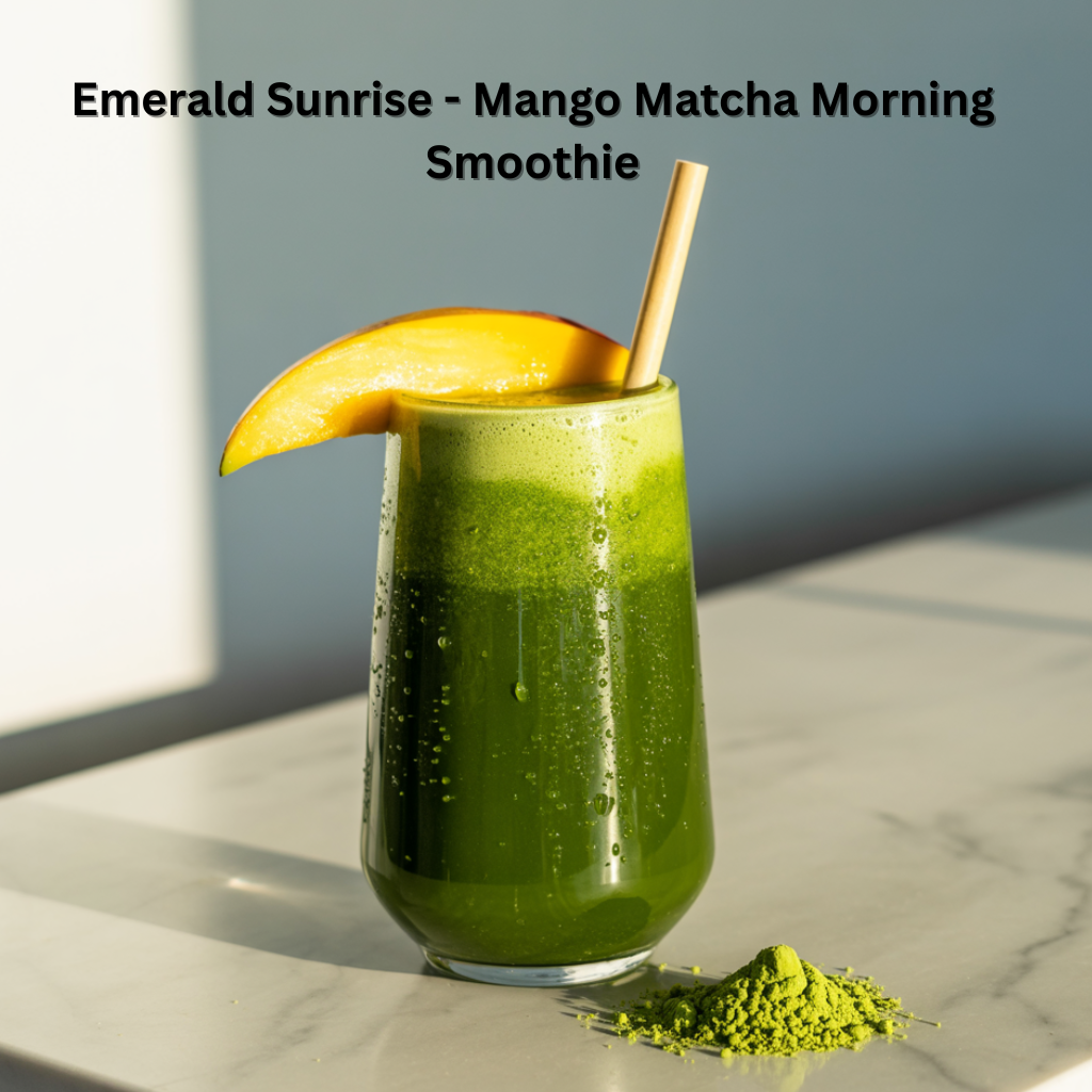 Emerald Sunrise, Mango Matcha Morning Smoothie